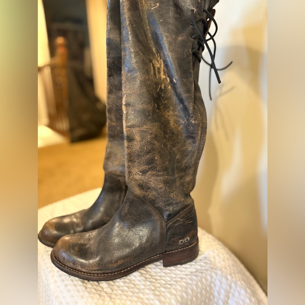 BED|STU Black Distressed Riding Boot